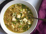 Lemon Cilantro Tofu Noodle Soup