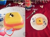 Vanilla strawberry layered pudding - no egg no agar agar i egg less custard pudding i valentine's day recipes