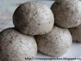 Black Sesame Steamed Buns with Red Bean Paste/Straight Dough Method