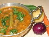 Mixed Vegetable Sambar  - Pappu Pulusu -  With Step Wise Pictures - Sambar Recipe