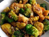 Stir fry with Brussels sprout, broccoli and Daikon