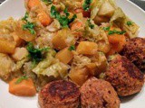 Vegetable stew with cabbage, turnip, carrots and parsnip
