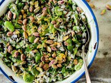 Rice Salad with Fresh Fava Beans and Pistachios