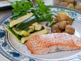 Baked Salmon Fillet In Oven With Steamed Zucchini