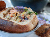 Seafood Chowder Recipe Served In a Bread Bowl