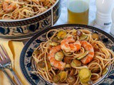 Shrimp Zucchini Pasta with Red Onion