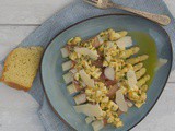 White Asparagus with Prosciutto and Egg Vinaigrette