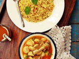 Arbi-Gosht ka Khatta Salan/Taro Root and Mutton in Tamarind Gravy