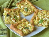Sfogliata con patate, crema di basilico e feta